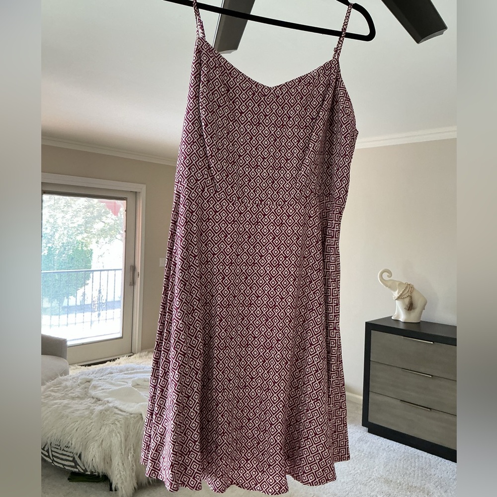 Old Navy Pink Geometric Midi Dress
